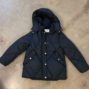 Zara Navy Hooded Puffer - soft fleece on inside